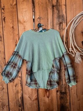 Free People We The Free Patchwork Lightweight Sweatshirt • Western Boho